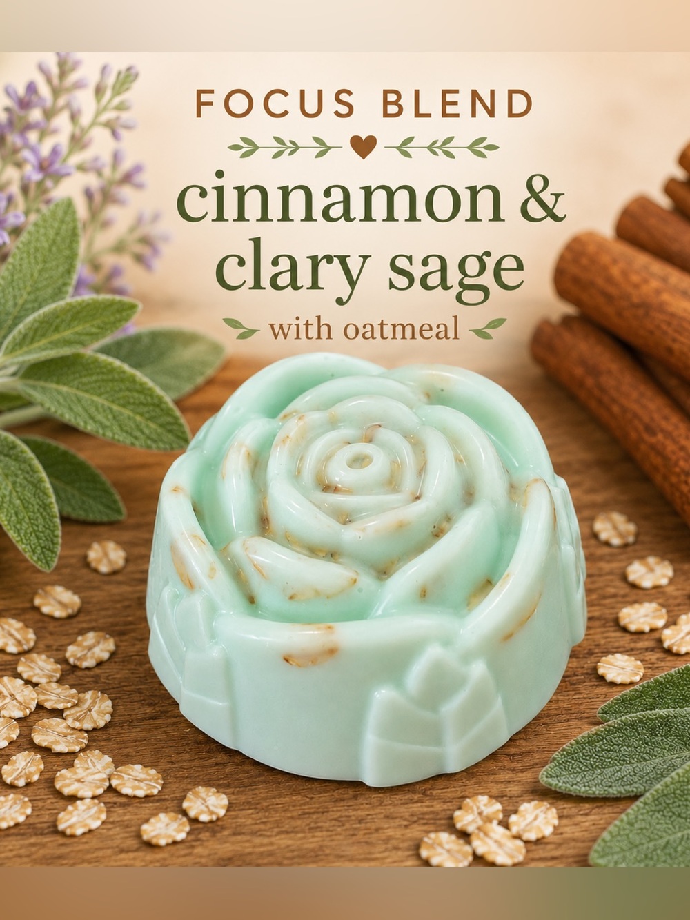 Focus Blend-Cinnamon & Clary Sage Goats Milk Soap, Handcrafted